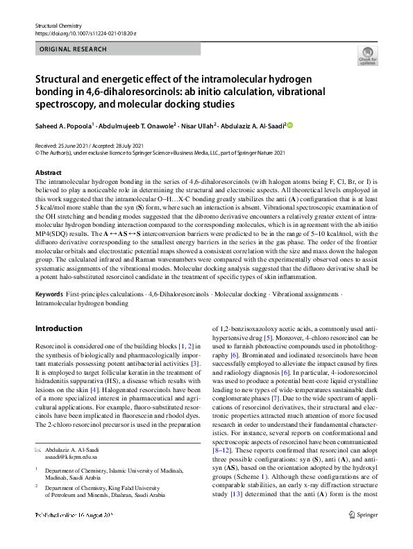 (PDF) Structural and energetic effect of the intramolecular hydrogen ...