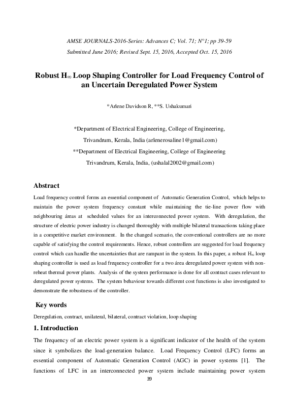 (PDF) Robust H ∞ Loop Shaping Controller for Load Frequency Control of ...