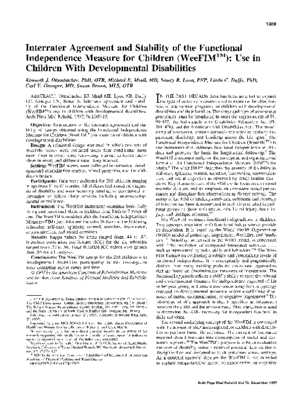 (PDF) Interrater agreement and stability of the functional independence ...