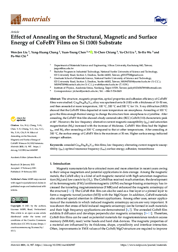 (PDF) Effect of Annealing on the Structural, Magnetic and Surface ...