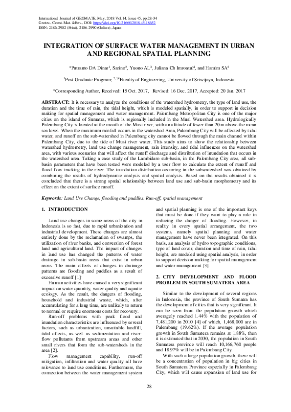 (PDF) Integration of Surface Water Management in Urban and Regional ...
