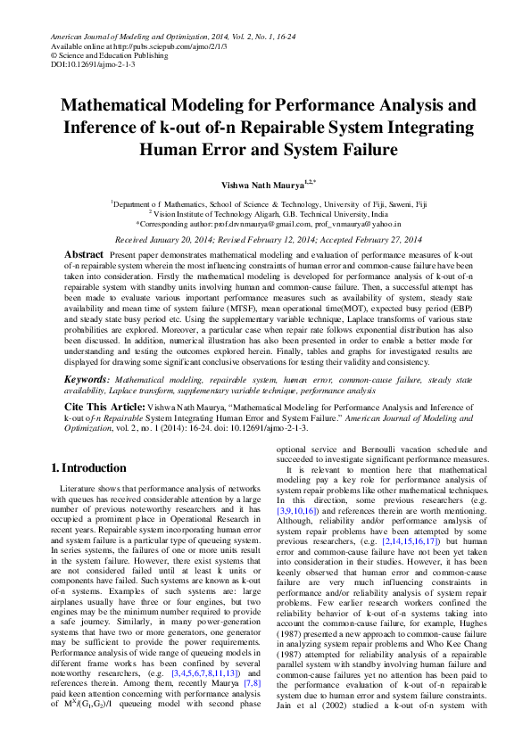 (PDF) Mathematical Modeling for Performance Analysis and Inference of k ...