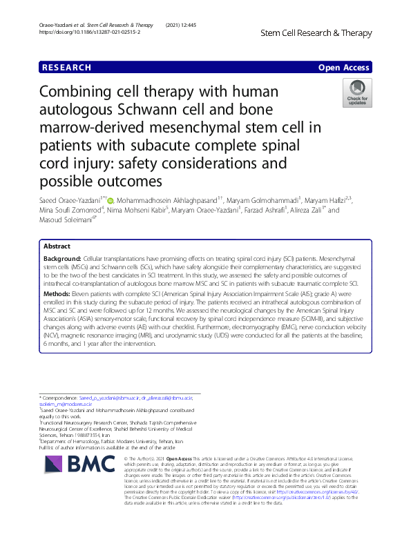  PDF Combining Cell Therapy With Human Autologous Schwann Cell And 