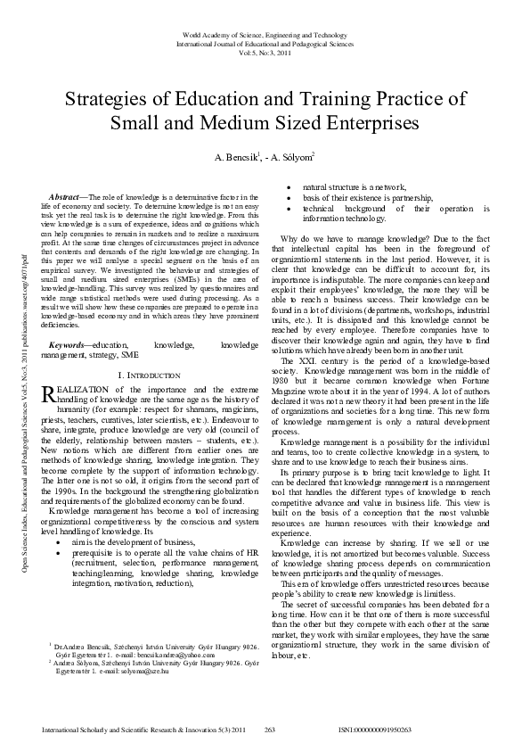 (PDF) Strategies of Education and Training Practice of Small and Medium ...