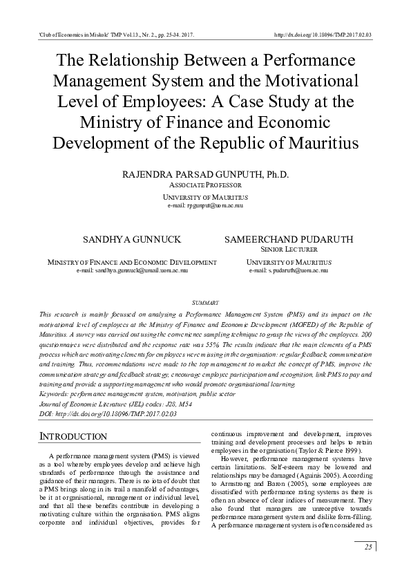 (PDF) The Relationship Between a Performance Management System and the ...
