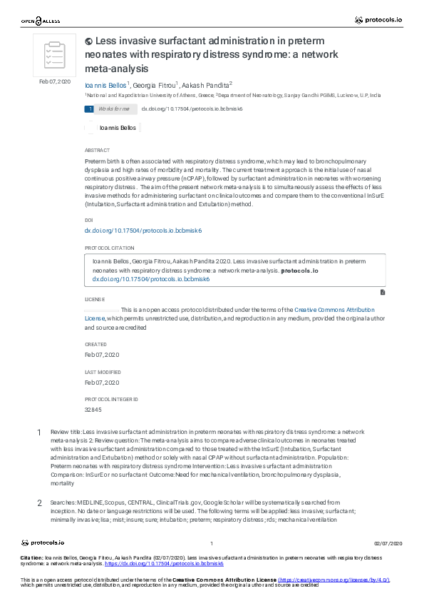 (PDF) Less invasive surfactant administration in preterm neonates with ...