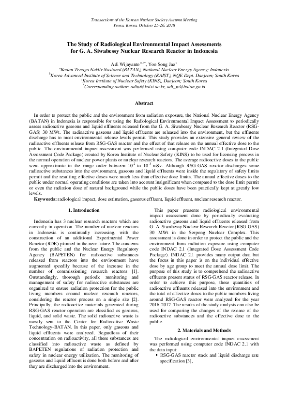 (PDF) The Study of Radiological Environmental Impact Assessments for G ...