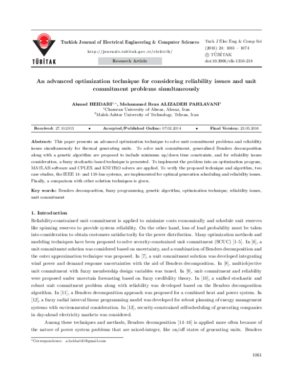 (PDF) An advanced optimization technique for considering reliability ...