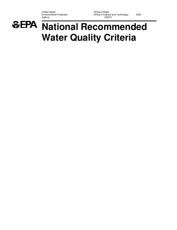 (PDF) National Water Quality Criteria Eugene Weiner