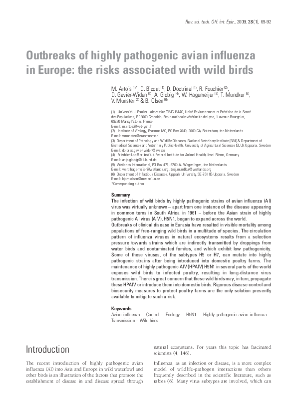 (PDF) Outbreaks of highly pathogenic avian influenza in Europe: the ...