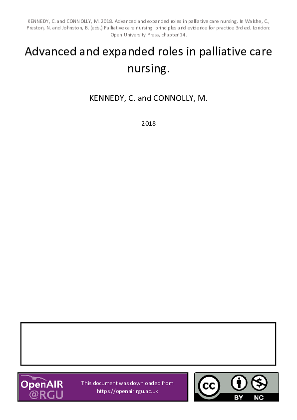 (PDF) Advanced and expanded roles in palliative care nursing
