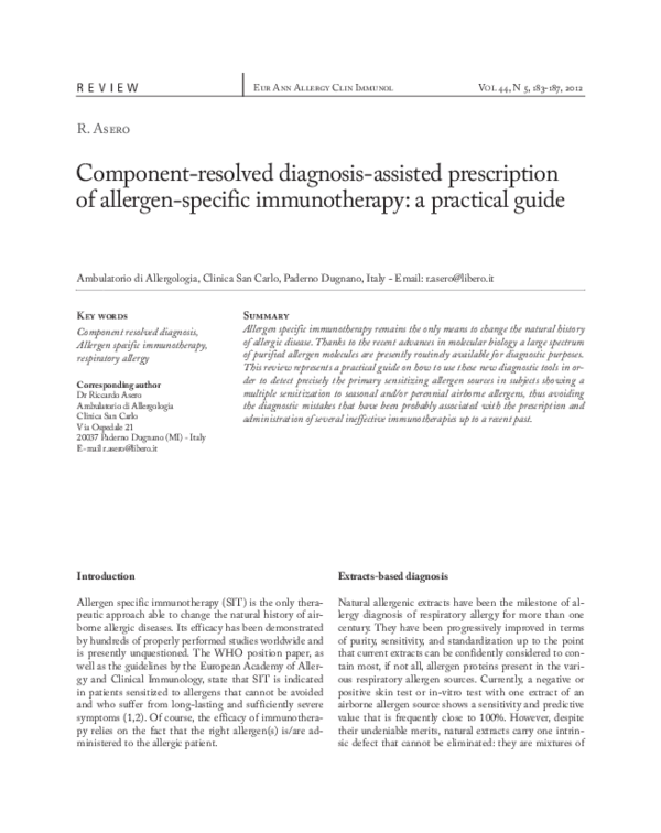 (PDF) Component-resolved diagnosis-assisted prescription of allergen ...