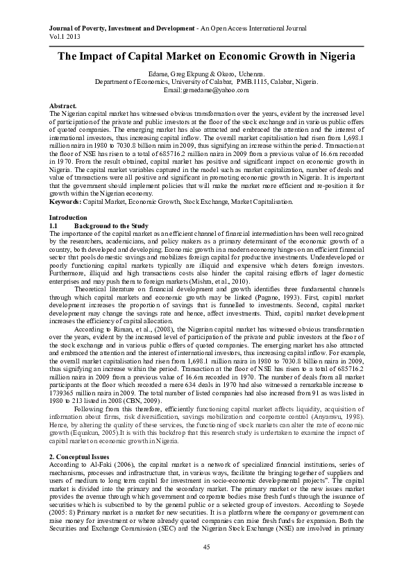 (PDF) The Impact of Capital Market on Economic Growth in Nigeria