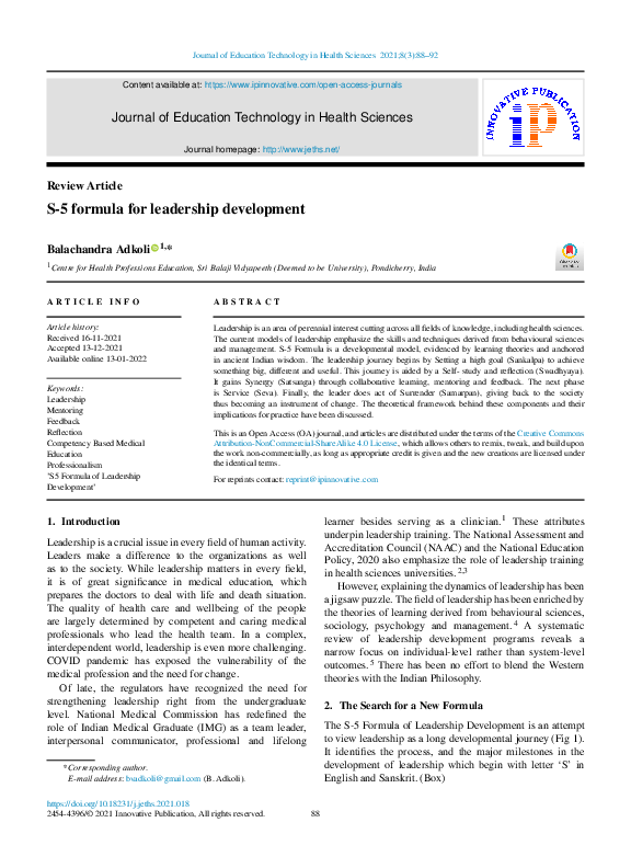 (PDF) S-5 formula for leadership development