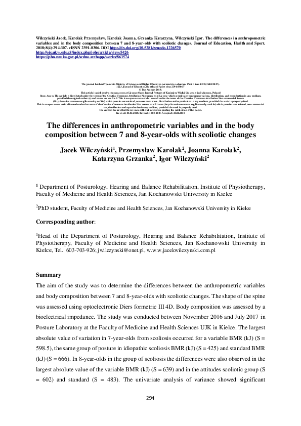(PDF) The Differences In Anthropometric Variables And In The Body ...