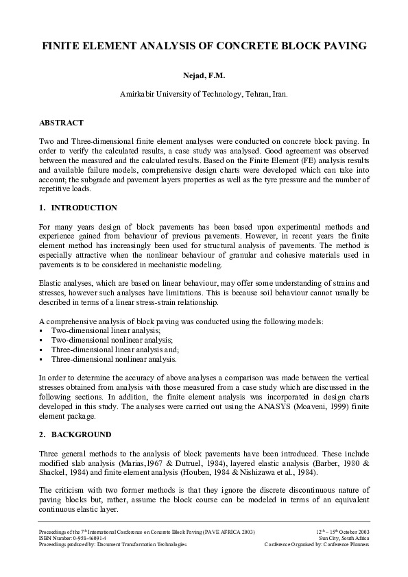 (PDF) Finite Element Analysis of Concrete Block Paving