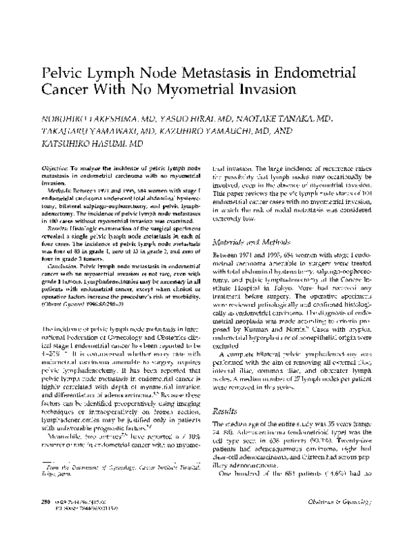 (PDF) Pelvic lymph node metastasis in endometrial cancer with no ...