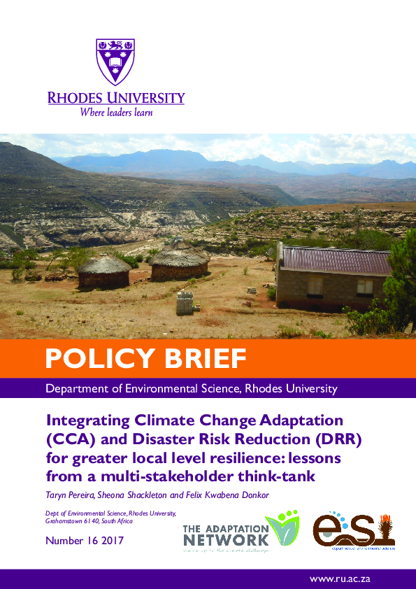 (PDF) Integrating Climate Change Adaptation (CCA) and Disaster Risk ...