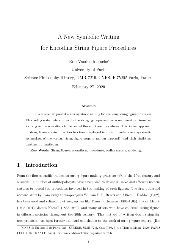 (PDF) A New Symbolic Writing for Encoding String Figure Procedures