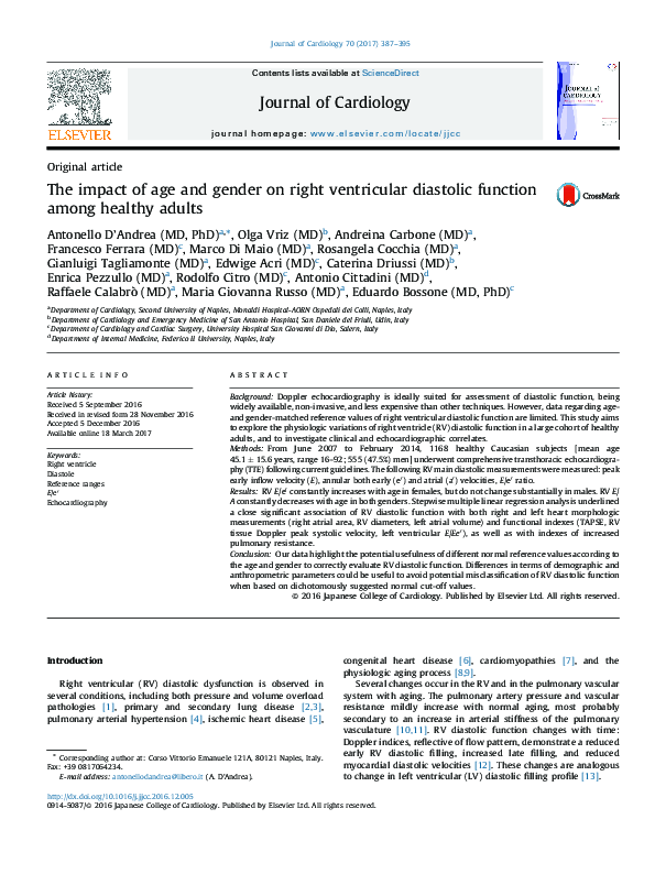(PDF) The impact of age and gender on right ventricular diastolic ...