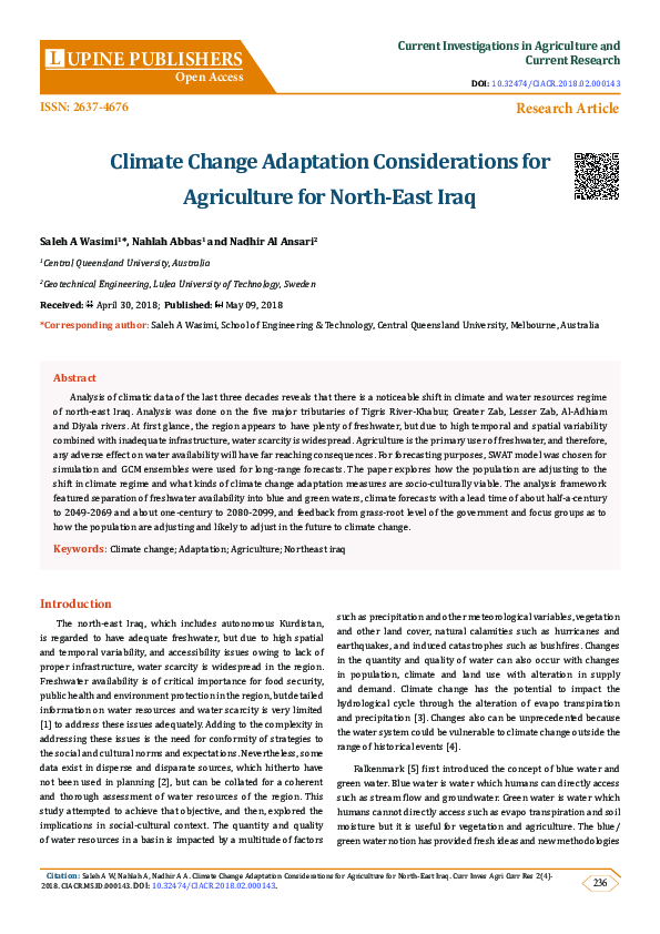 (PDF) Climate Change Adaptation and Mitigation Initiatives for ...