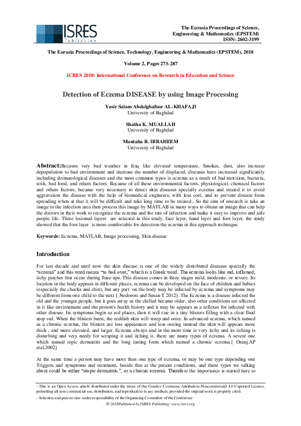 (PDF) Detection of Eczema DISEASE by using Image Processing