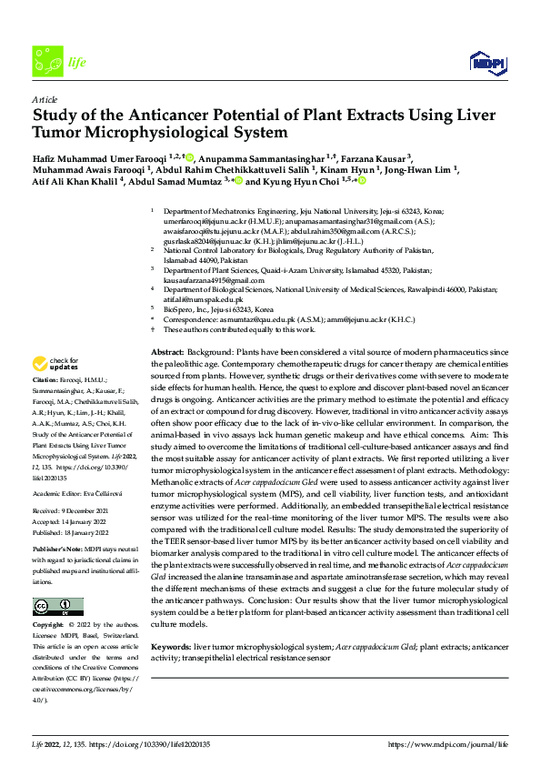 (PDF) Study of the Anticancer Potential of Plant Extracts Using Liver ...