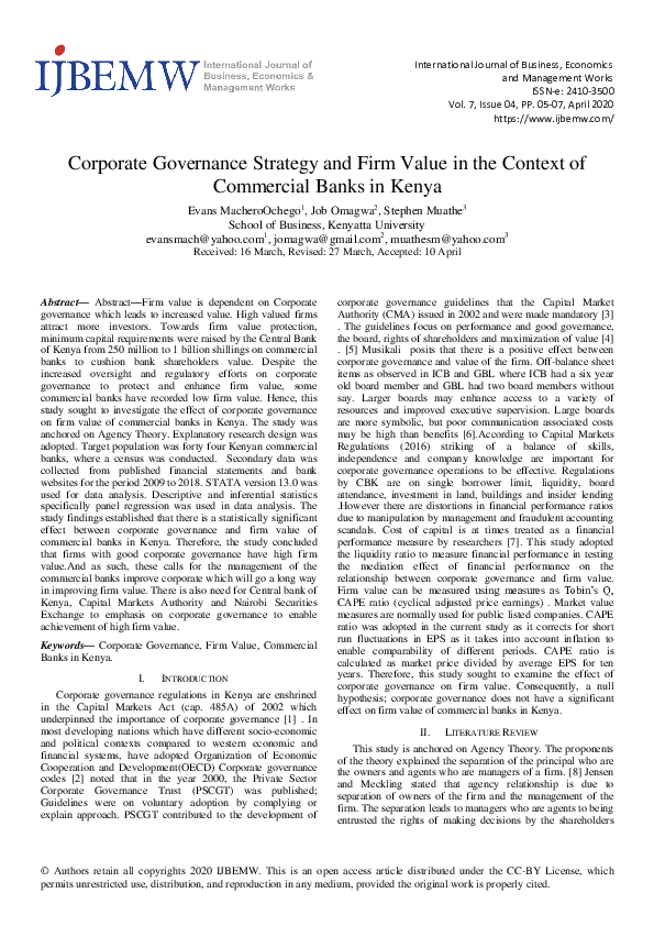 (PDF) Corporate Governance Strategy and Firm Value in the Context of ...