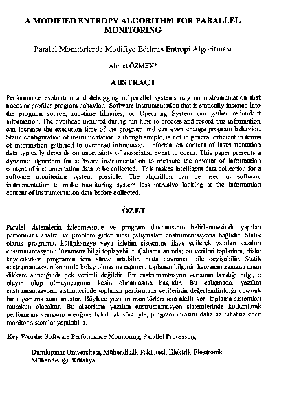(PDF) A Modified Entropy Algorithm for Parallel Monitoring