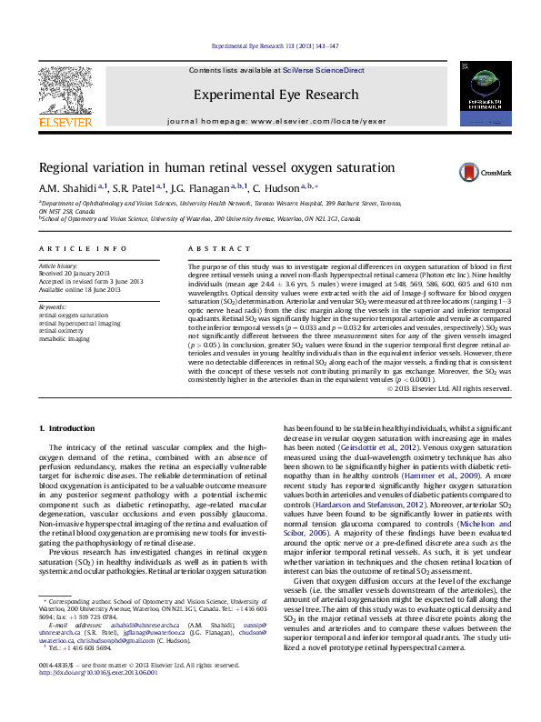 (PDF) Regional variation in human retinal vessel oxygen saturation