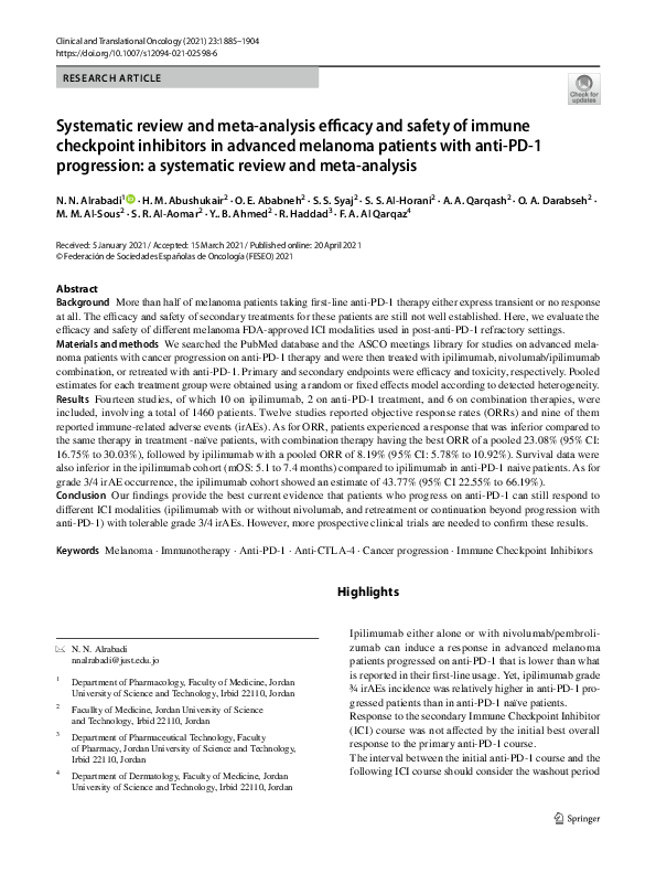 (PDF) Systematic review and meta-analysis efficacy and safety of immune ...