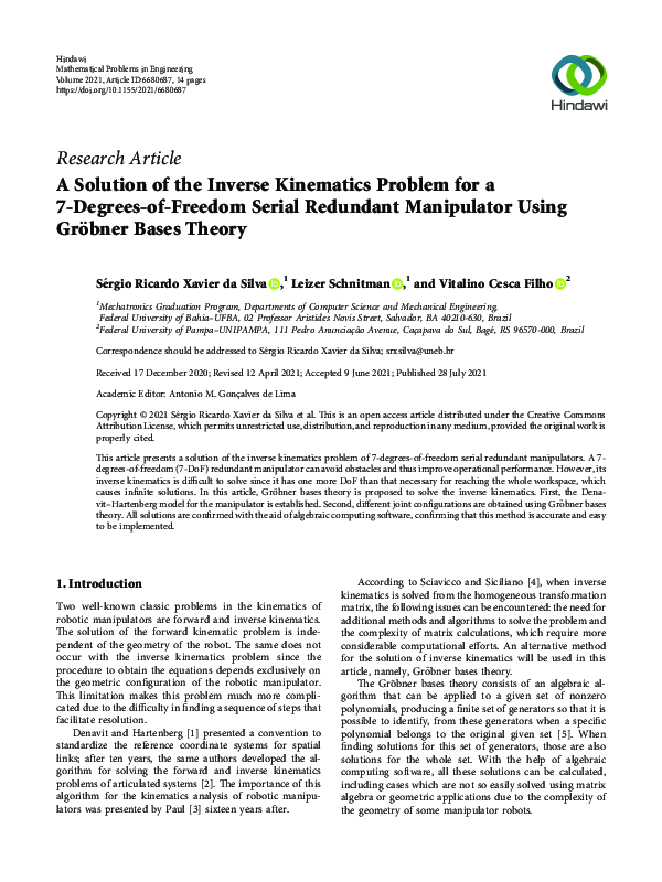 (PDF) A Solution of the Inverse Kinematics Problem for a 7-Degrees-of ...