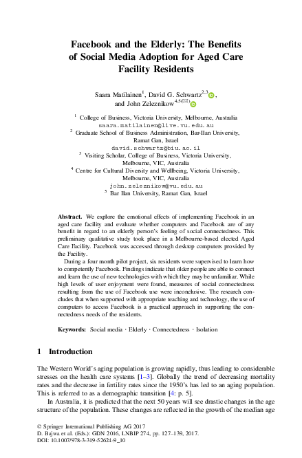(PDF) Facebook and the Elderly: The Benefits of Social Media Adoption ...