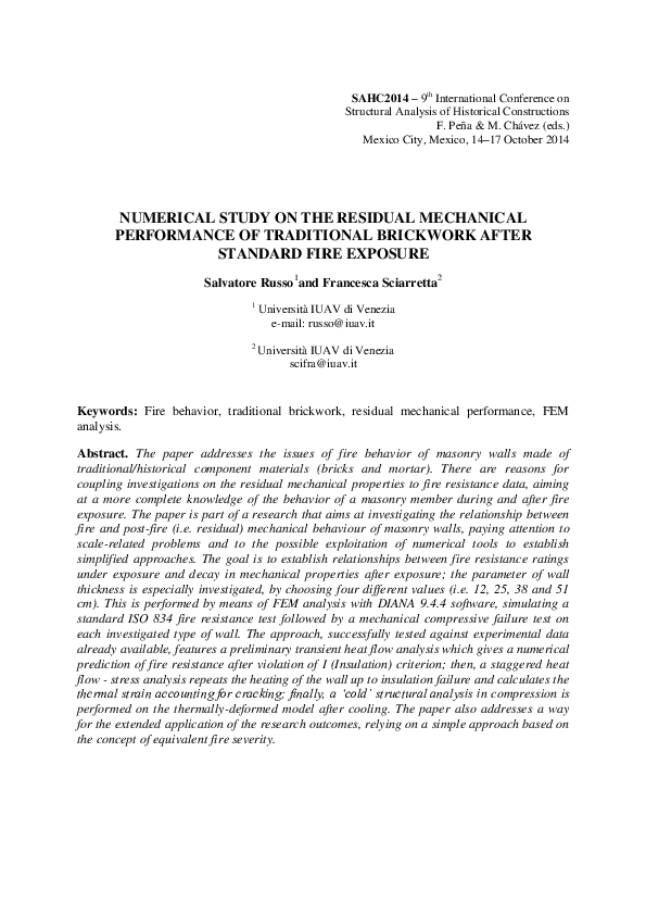 (PDF) Numerical Study on the Residual Mechanical Performance of ...