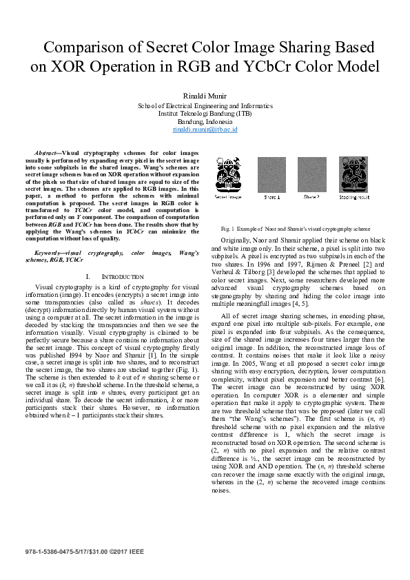 (PDF) Comparison of secret color image sharing based on XOR operation ...