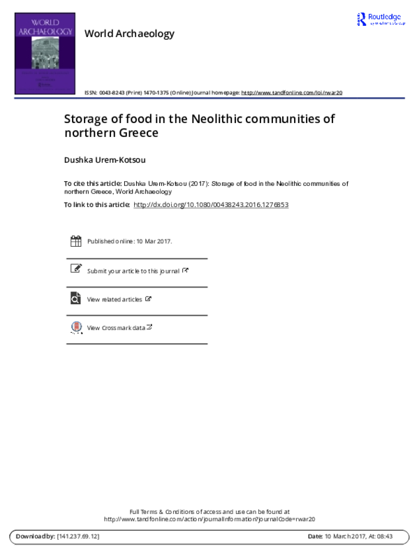 (PDF) Storage of food in the Neolithic communities of northern Greece ...