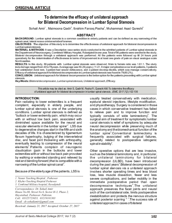 (PDF) To determine the efficacy of unilateral approach for Bilateral ...