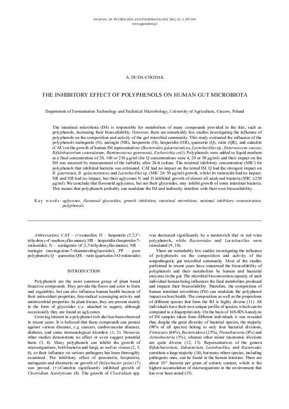 (PDF) The inhibitory effect of polyphenols on human gut microbiota