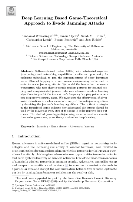 (PDF) Deep Learning Based Game-Theoretical Approach to Evade Jamming ...