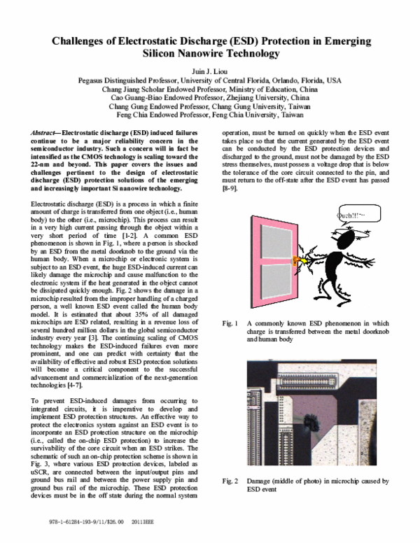 (PDF) Challenges of electrostatic discharge (ESD) protection in ...