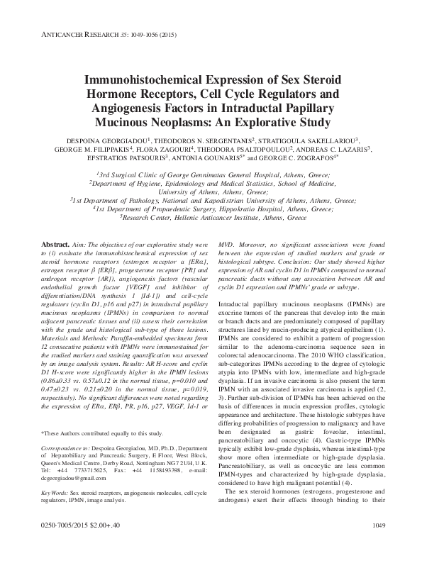 (PDF) Immunohistochemical expression of sex steroid hormone receptors ...