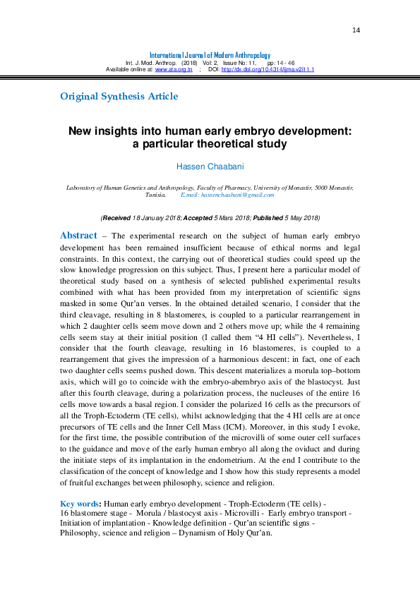(PDF) New insights into human early embryo development: a particular ...