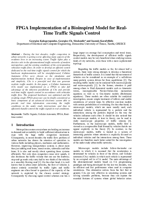 (PDF) FPGA Implementation of a Bioinspired Model for Real- Time Traffic ...
