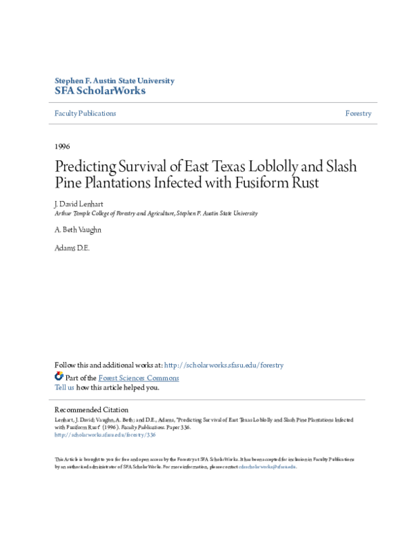 (PDF) Predicting Survival of East Texas Loblolly and Slash Pine ...