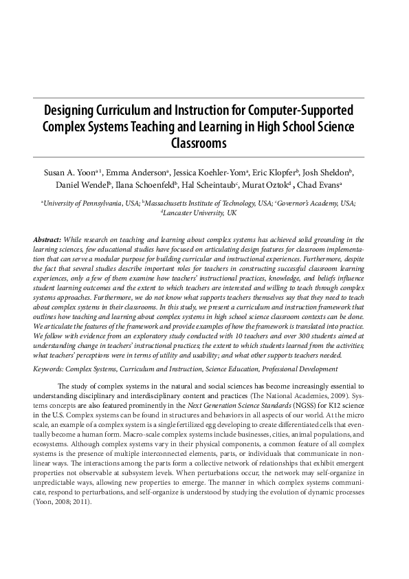(PDF) Designing Curriculum and Instruction for Computer-Supported ...