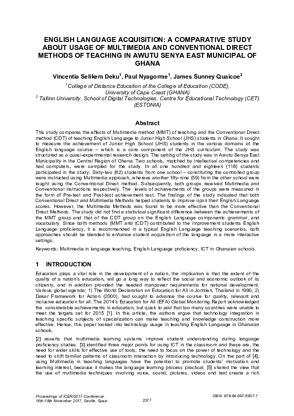 (PDF) English Language Acquisition: A Comparative Study About Usage of ...