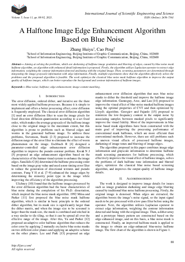 (PDF) A Halftone Image Edge Enhancement Algorithm Based on Blue Noise