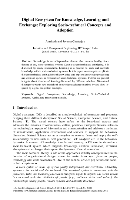 (PDF) Digital Ecosystem for Knowledge, Learning and Exchange: Exploring ...