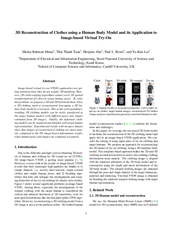 (PDF) 3D Reconstruction of Clothes using a Human Body Model and its ...
