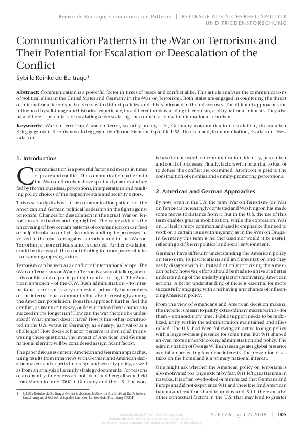 (PDF) Patterns in the › War on Terrorism ‹ and Their Potential for ...